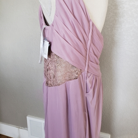 David's Bridal one shoulder mesh long dress - Picture 4 of 8